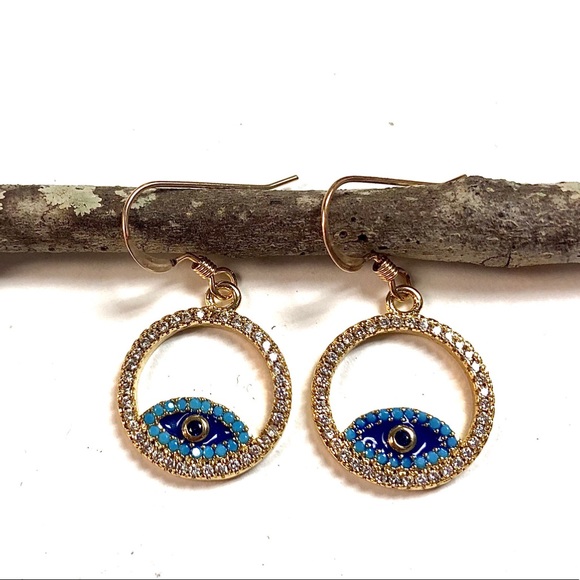 Evil Eye Earrings, Hamsa, Protection, Minimalist - Picture 7 of 13